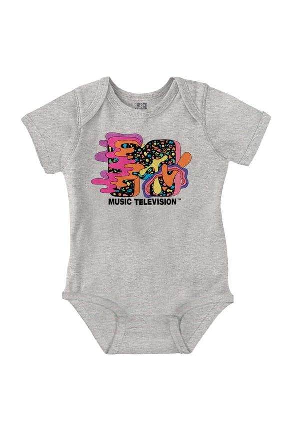 Cool Retro MTV Groovy Waves Logo Romper Boys or Girls Infant Baby Brisco Brands 18M