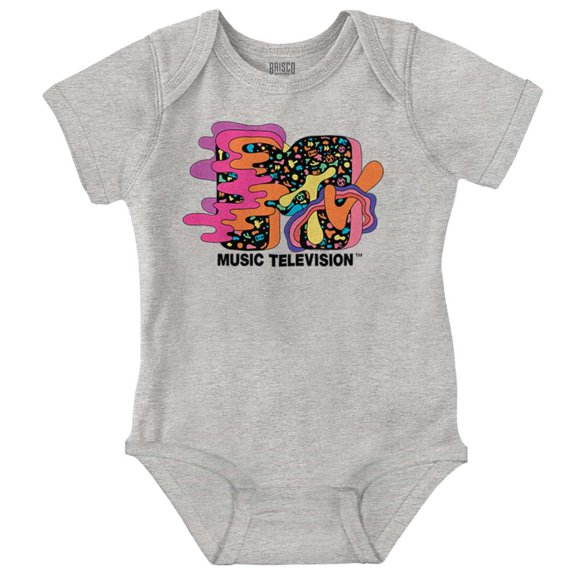 Cool Retro MTV Groovy Waves Logo Romper Boys or Girls Infant Baby Brisco Brands 24M