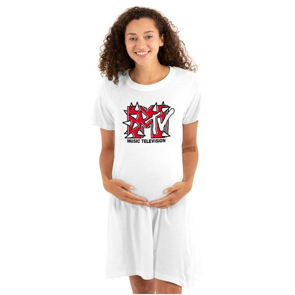 Cool Retro MTV Punk Spikes Logo Women's Maternity Dress Brisco Brands M
