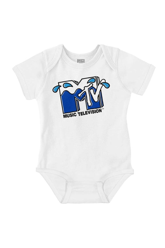 Cool Retro MTV Water Splash Logo Romper Boys or Girls Infant Baby Brisco Brands NB