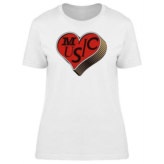 Cool Retro Music Lovers Heart T-Shirt Women -Image by Shutterstock, Female Small