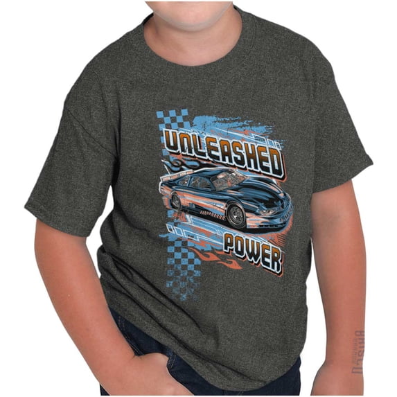 Cool Retro Unleashed Power Racecar Crewneck T Shirts Boy Girl Teen Brisco Brands M