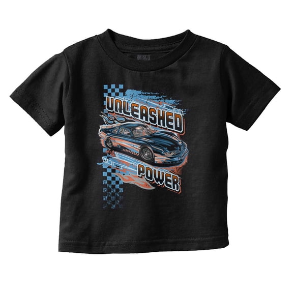 Cool Retro Unleashed Power Racecar Toddler Boy Girl T Shirt Infant Toddler Brisco Brands 12M