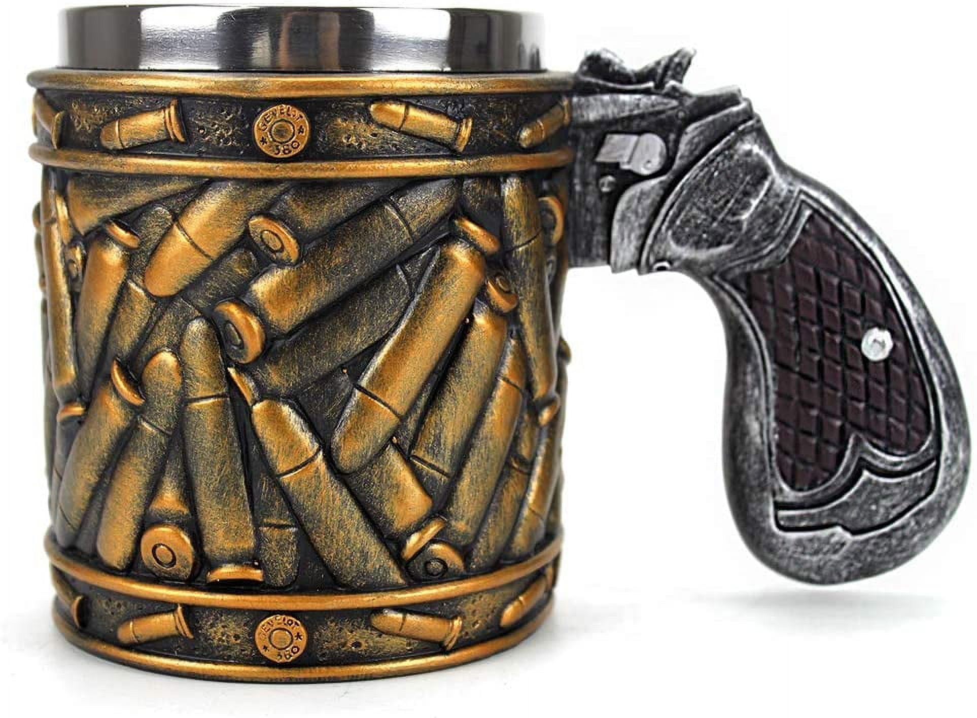 Cool Revolver Pistol Handle Bullet Cup Beer Coffee Gun Shape Handle Mug
