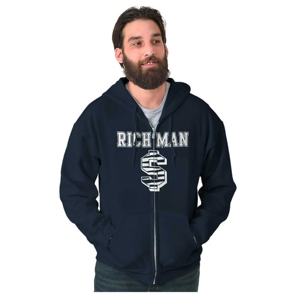 Cool Rich Man Dollar Sign Money Men's Big & Tall Graphic Zip Up Hoodie Brisco Brands 4X