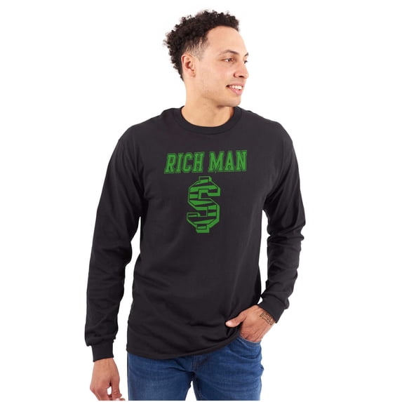 Cool Rich Man Dollar Sign Money Men's Long Sleeve Tee T Shirt Brisco Brands M