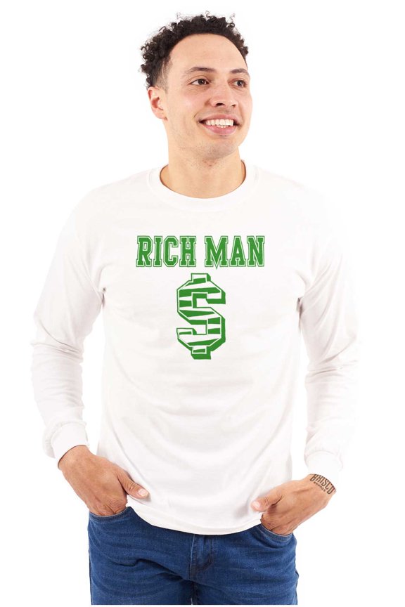 Cool Rich Man Dollar Sign Money Men's Long Sleeve Tee T Shirt Brisco Brands S