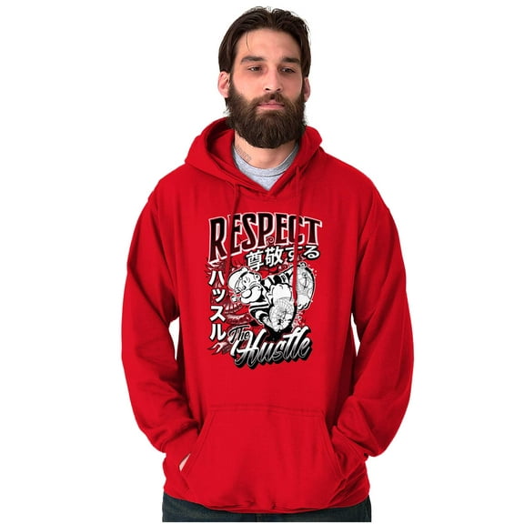 Cool Rich Popeye Respect The Hustle Men Big & Tall Graphic Hoodie Brisco Brands 2X