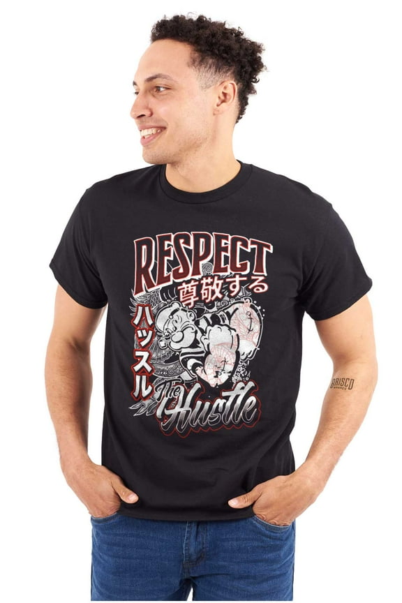 Cool Rich Popeye Respect The Hustle Men's Graphic T Shirt Tees Brisco Brands S