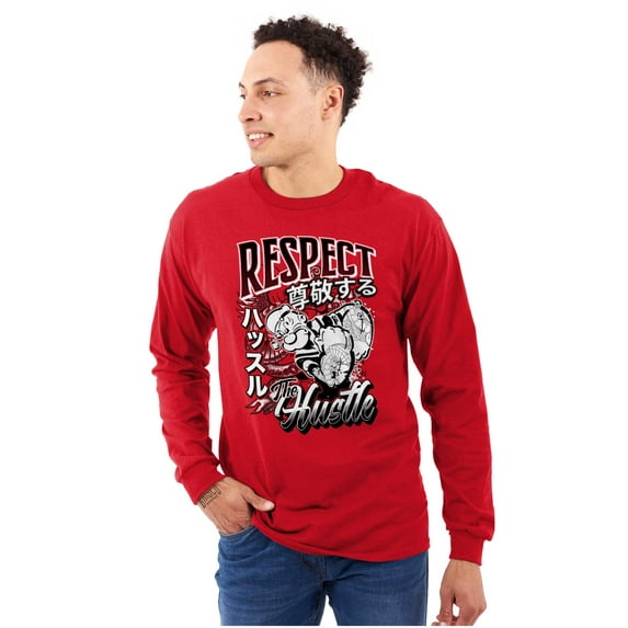 Cool Rich Popeye Respect The Hustle Men's Long Sleeve Tee T Shirt Brisco Brands L