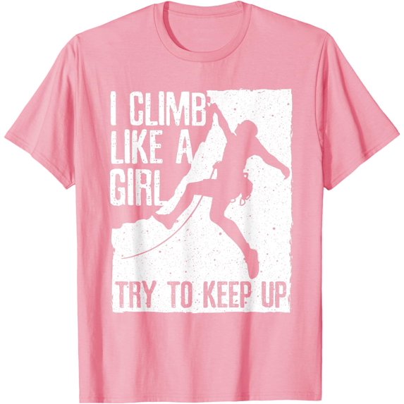Cool Rock Climbing Design Climb Lovers Unisex T-Shirt for Men Women Kids Toddler,Light Pink Color,Size YS