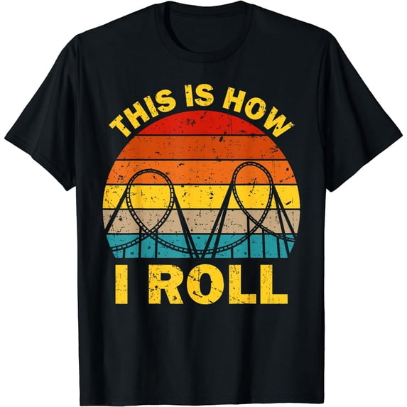 Cool Roller Coaster For Men Women Amusement Theme Park Retro T-Shirt Black 3X-Large