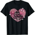 thumbnail image 1 of Cool Roller Skating Skate Girl 1970s Retro Disco Ball Heart T-Shirt, 1 of 4