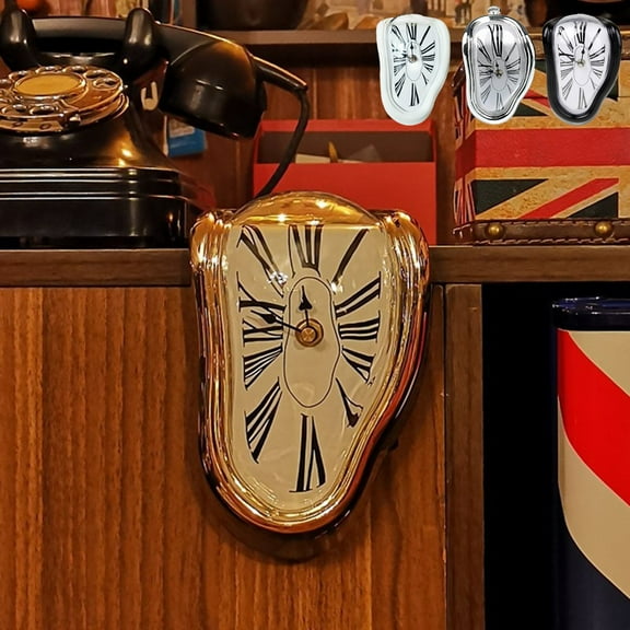 Cool Room Decor - Wall Clock Silent Non-ticking for Living Room Bedroom, Vintage Distorted Numeral Clock Black, Funny Eclectic Home Decor, Modern Minimalist Clock Birthday Gift Black , 6.88"