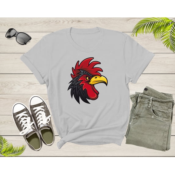 Cool Rooster Head Face Animal Bird Wildlife for Men Women T-Shirt Chicken Lover Gift T Shirt for Boys Girls Cute Cock Bird Tshirt