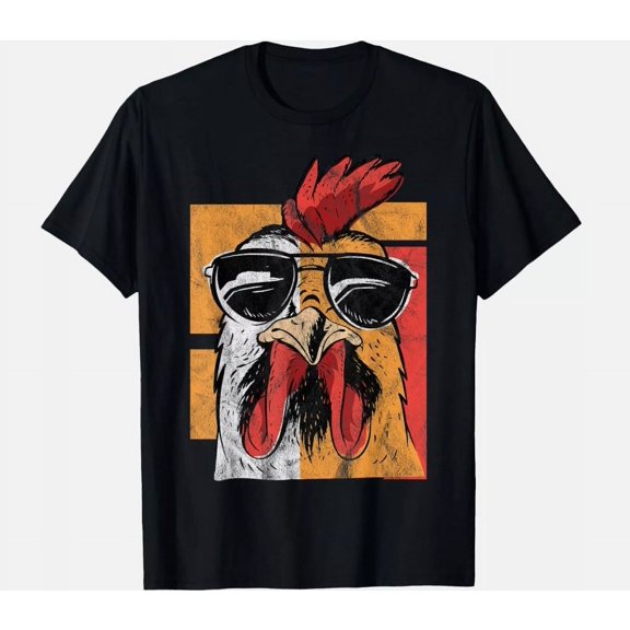 Cool Rooster Wearing Sunglasses Retro Vintage Chicken Gift Unisex T-Shirt, Gift