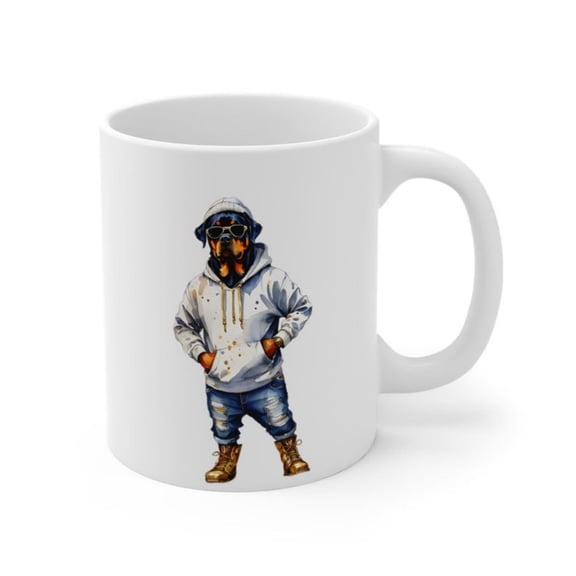 Cool Rottweiler Coffee Mug - Grunge Dog Lover Gift - Funny Dog Dad Mug - Rottweiler Hoodie - Coffee Mug Dog Moms & Pet Owners.