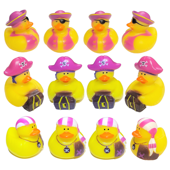 Cool Rubber Duckies for Girls (2") Pirate Girl Rubber Ducks (12 Pack)