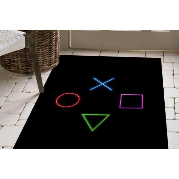 Cool Rug, Outdoor Rug, Modern Rug, Pattern Rug, Game Room Decor Rug, Game Consele Rug, Modern Rug, Living Room Rug, Hallway Rugs, Black Rug, 3.3'x6.5' - 100x200 cm