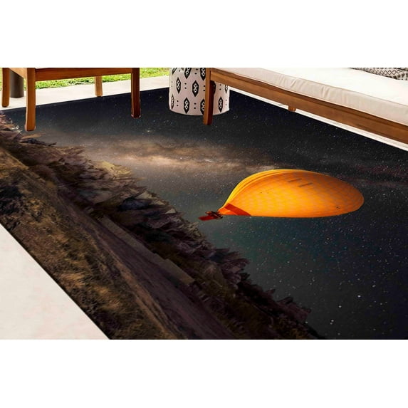 Cool Rugs, Door Mat Rugs, Nursery Rugs, Milky Way Rugs, Cappadocia Hot Air Balloon Rug, Cappadocia Rug, View Rug, Outdoor Rug, Soft Rugs, 2.3'x3.3' - 70x110 cm