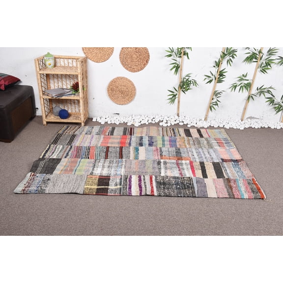 Cool Rugs, Turkish Rug, Oriental Rug, Vintage Rug, 4.6x6.5 ft Area Rug, Art Rug