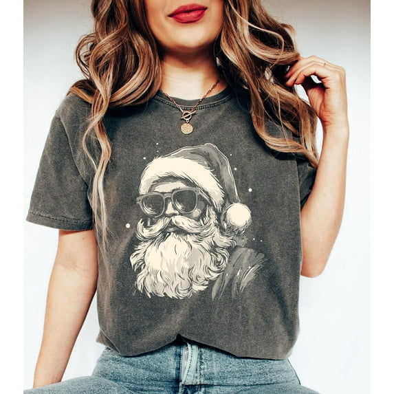 Cool Santa Graphic T-Shirt | Vintage Santa Claus with Sunglasses Christmas Tee