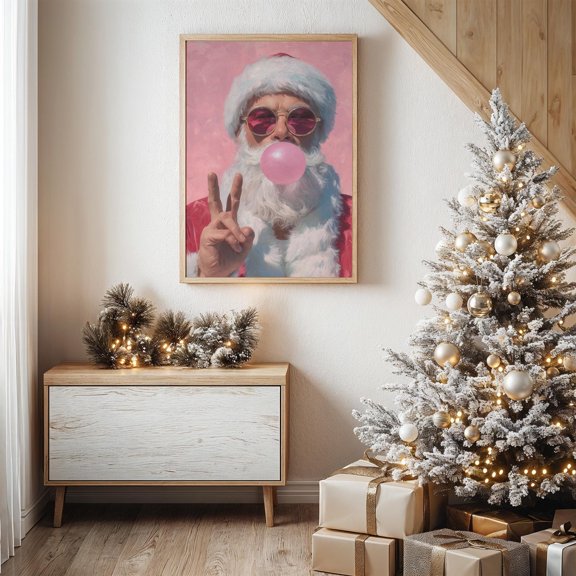Cool Santa With Sunglasses Poster And Bubblegum , Poster Print Only