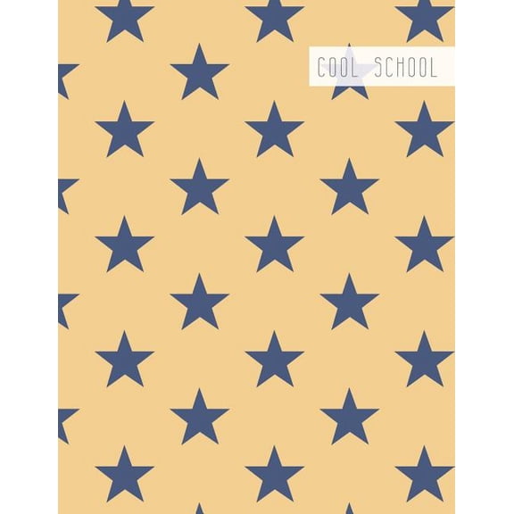 Cool School: Large College Ruled Notebook for Homework School or Work Buttery Yellow with Soft Blue Stars (Paperback)