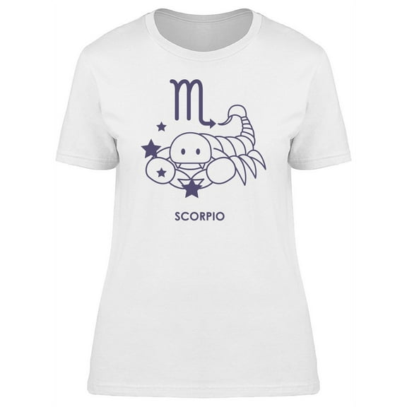 Cool Scorpio Zodiac Doodle T-Shirt Women -Image by Shutterstock, Female Medium