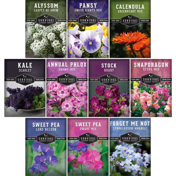 Cool Season Flower Seeds 10 Pack - Full Sun Annual Flowers