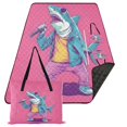 thumbnail image 1 of Cool Shark Singing Extra Large Picnic Beach Blanket Waterproof Sand Proof Portable Outdoor Mat 80x118, 1 of 9