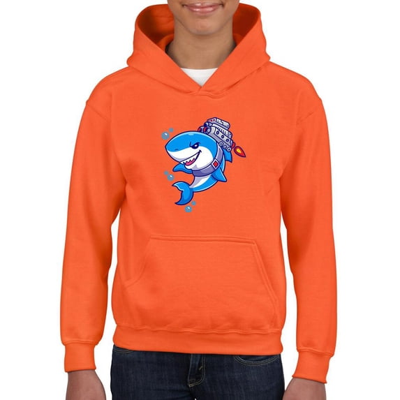 Cool Shark W Jetpack Hoodie Juniors -Image by Shutterstock, Large