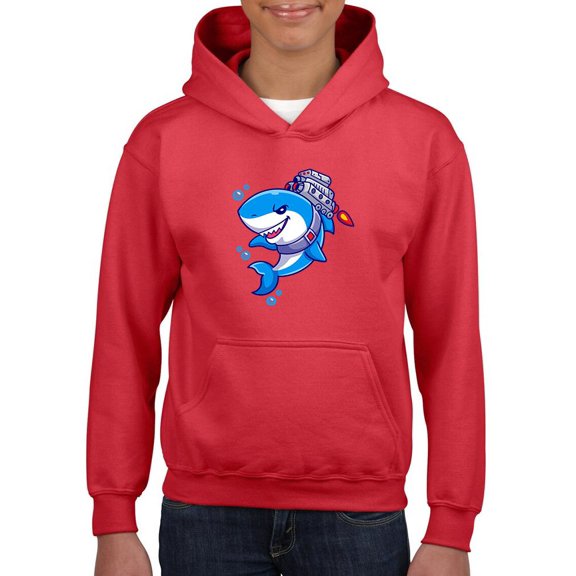 Cool Shark W Jetpack Hoodie Juniors -Image by Shutterstock, x-Large