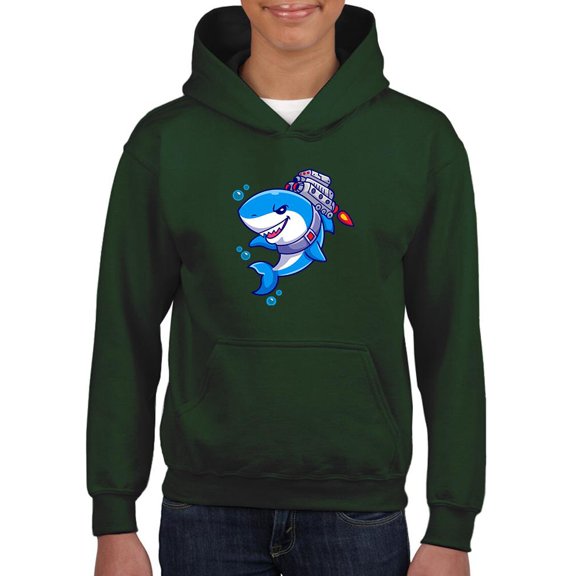 Cool Shark W Jetpack Hoodie Juniors -Image by Shutterstock,  x-Large
