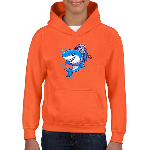 Cool Shark W Jetpack Hoodie Juniors -Image by Shutterstock,  x-Large