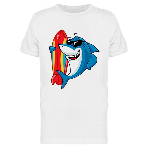 Cool Shark With Surfboard T-Shirt Men -Image by Shutterstock, Male Small