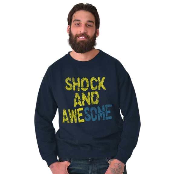 Cool Shock and Awesome Attitude Men's Big & Tall Crewneck Sweatshirt Brisco Brands 3X