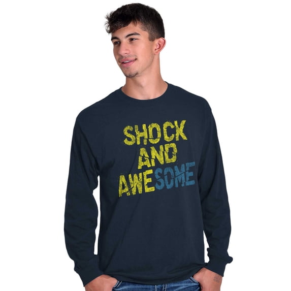 Cool Shock and Awesome Attitude Men's Big & Tall Long Sleeve Graphic Tee Brisco Brands 2X