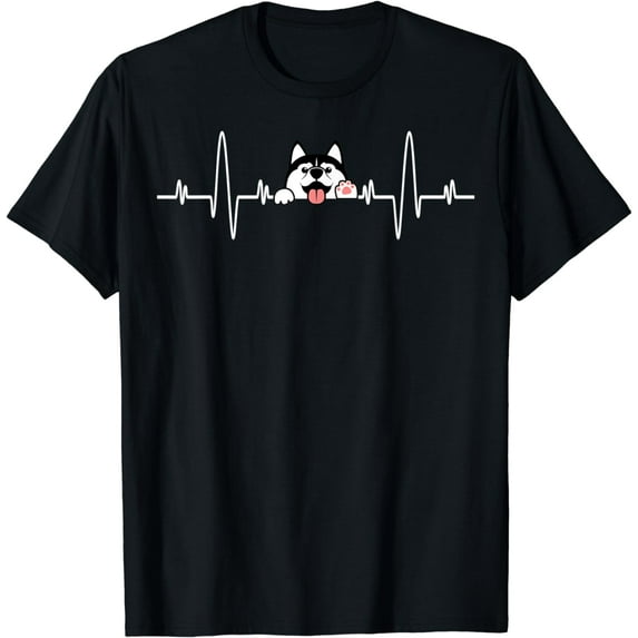 Cool Siberian Husky Heartbeat Shirt - Dog Lover Boys & Girls T-Shirt