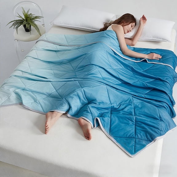 Cool Silk Air Conditioner Quilt - Peacock Blue Ombres Gradient Summer Blanket Lightweight Breathable Bed Cover for Hot,39.4 x 59.1 in, Ccwuwei