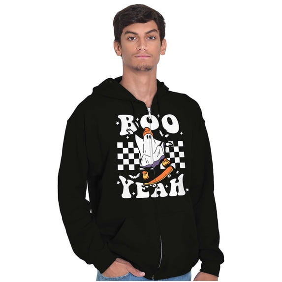 Cool Skateboarding Ghost Boo Yeah Zip Up Hoodie Men's Women's Brisco Brands X