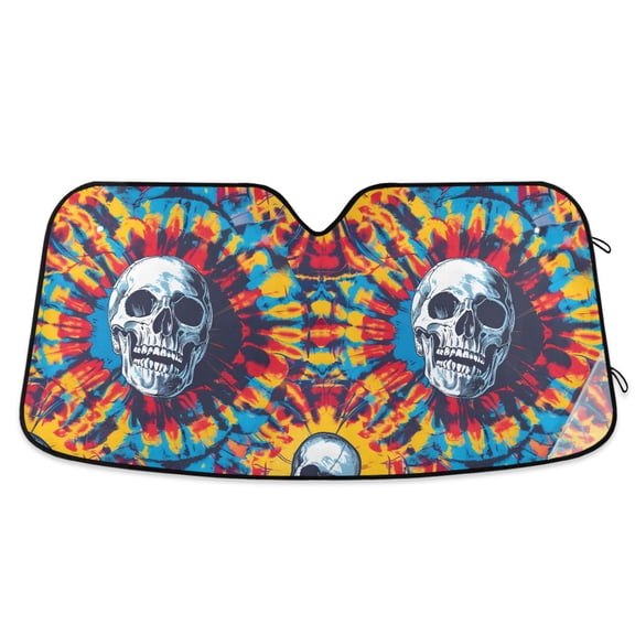 Cool Skull Car Windshield Sun Shade Foldable Car Front Window Visor Heat and UV Protection 53x23.5
