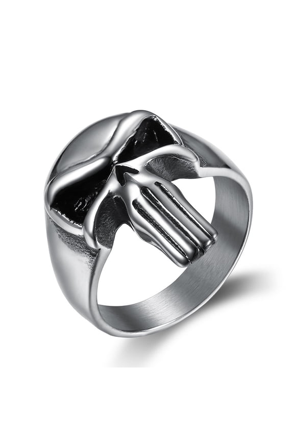 Cool Skull Punisher Ring 14K White Gold Mens Women Fashion Motor Biker Ring