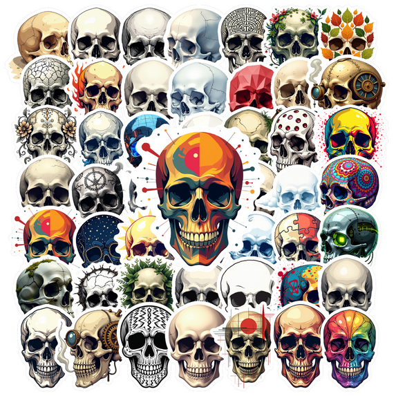 Cool Skull Stickers Stickers, Waterproof Skull Stickers Sticker for Water Bottle Laptop Phone Cases Planner Skateboard Luggage Helmet Party Favor Decor, Ideal for Adults Teens Teacher Rewards