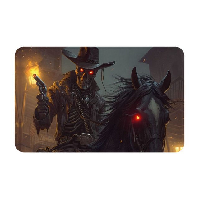 Cool Skull Western Cowboy Bathroom Rugs, NonSlip Absorbent Bath Mat