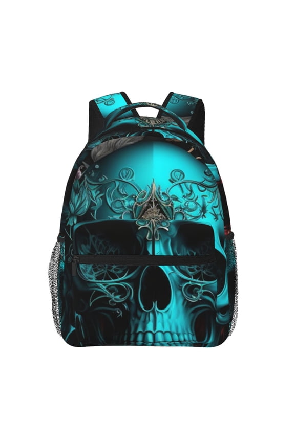 Cool Skulls Gothic Day Of The Dead Laptop Backpack Travel Rucksack for Teens Adults, Fits 15-inch Notebook