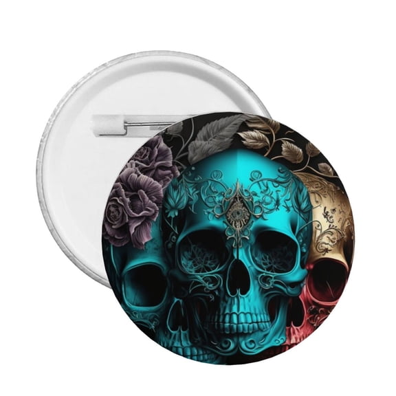 Cool Skulls Gothic Day Of The Dead Round Button Pin Badge 5PCS Pinback Buttons Lapel Pin for Jacket, Backpack, Hat, Party Favor, Gift