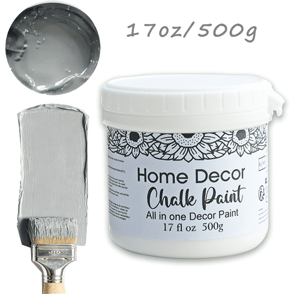 Cool Slate Grey Chalk Paint, 17oz Prep-Free High Coverage Refinishing Paint for DIY Furniture Flip & Art Creations