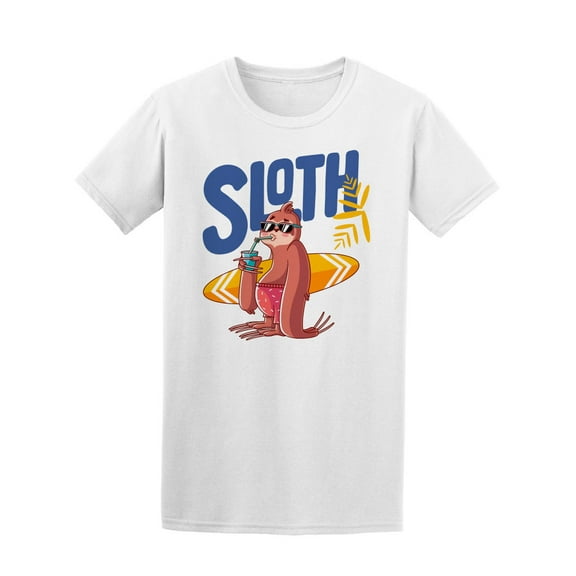 Cool Sloth Surfer T-Shirt Men -Image by Shutterstock, Male 3X-Large