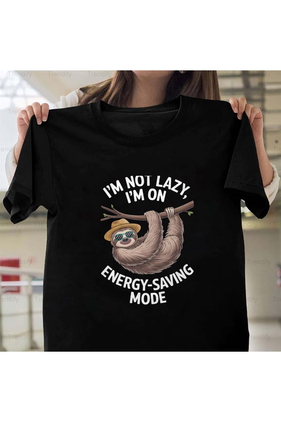 Cool Sloth with Sunglasses Energy Saving Mode Quote Design Unisex T-Shirt, up to size 5XL